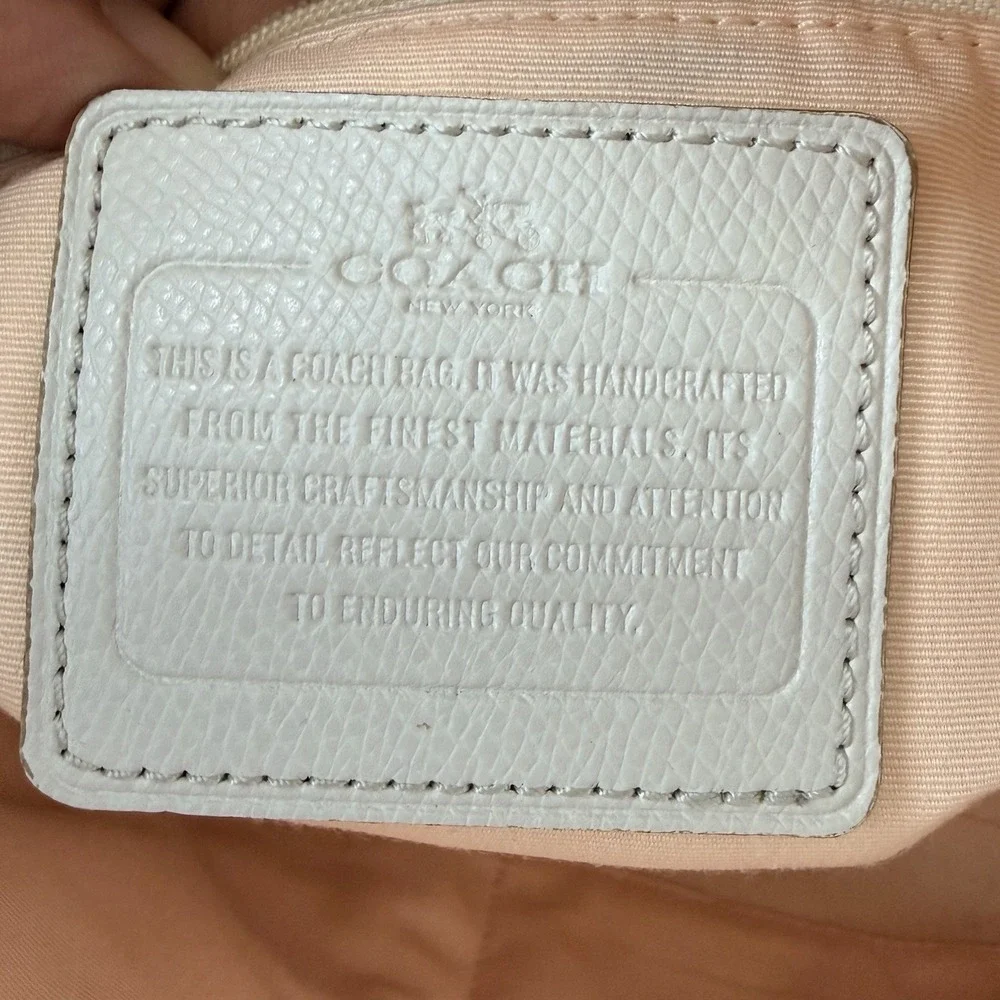 Coach‎ Colorblock Pebbled Leather Dome Satchel Crossbody Peach Ivory